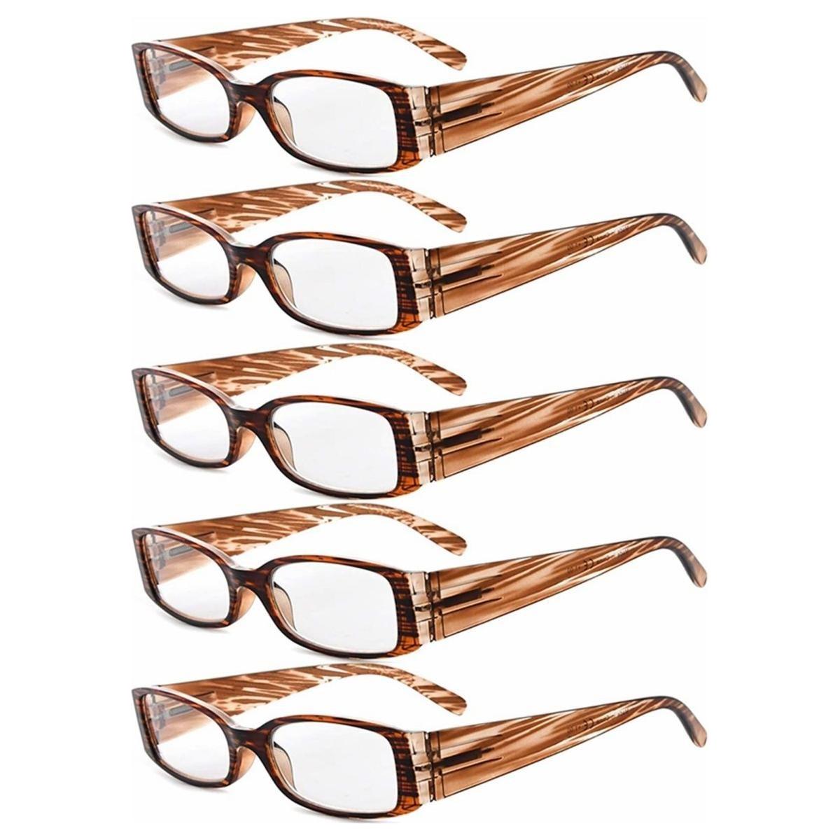 5 Pack Rectangle Stylish Reading Glasses R040-A