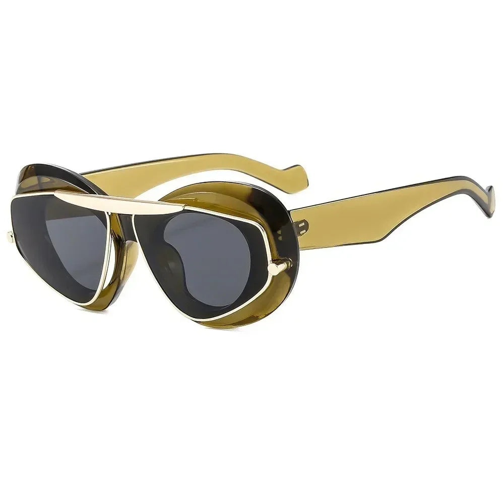 New Y2k Fashion Large Frame Sunglasses Ins Street Shot Cat's Eye Glasses Retro Personality Anti-ultraviolet Sunglasses