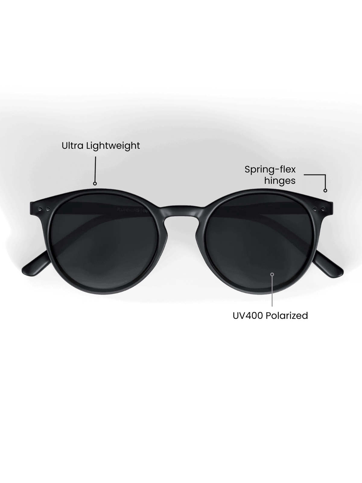 Black Round Polarized Sunglasses - Black Lens UV400 for Men & Women