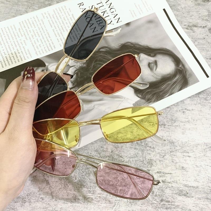 Slender Square Sunglasses Retro Metal Frame Square Sunglasses  Small Vintage & Retro Style Sunglasses Shades Of Rectangle Sunglasses For Women Classic Vintage & Metal Square Frame Sun Glasses Eyewear For Men & Women